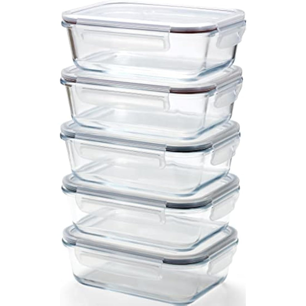 Franklin Lade Glass Food Storage Containers | 5 Piece Set | 1040ml Airtight