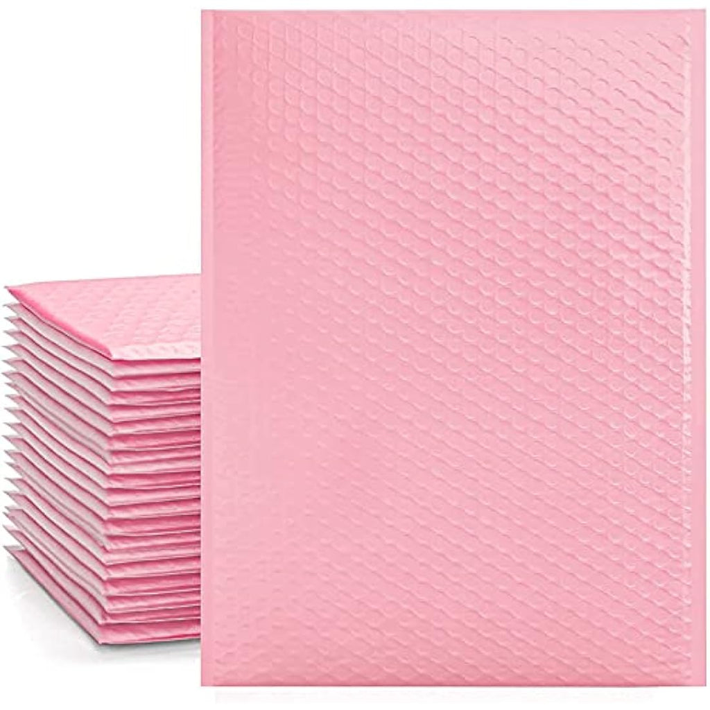 Switory Poly Bubble Mailers – 25 Pack Padded Envelopes, Pale Pink, 26.7x38cm