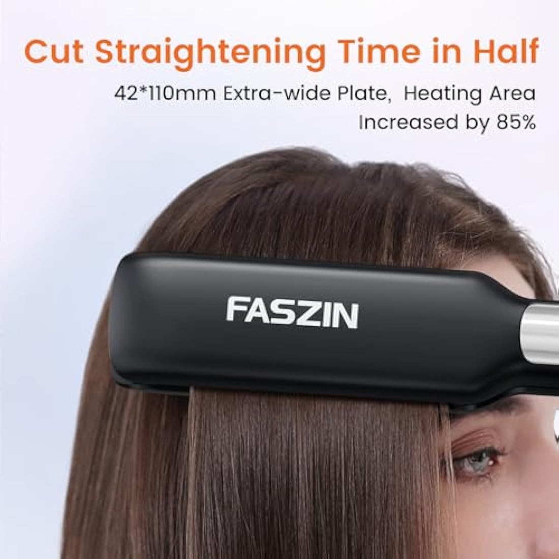 Faszin Wide Plate Titanium Hair Straightener | Ionic Flat Iron - Black