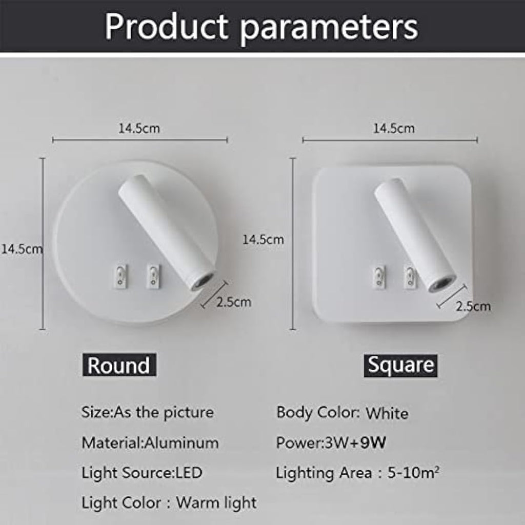 uksunvi LED Bedside Reading Wall Lamp – 12W Adjustable Spotlight, 2-Pack