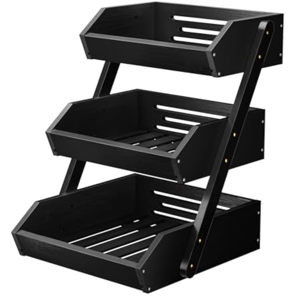 CALM COZY 3-Tier Bamboo Fruit Basket | Countertop Vegetable Storage Rack
