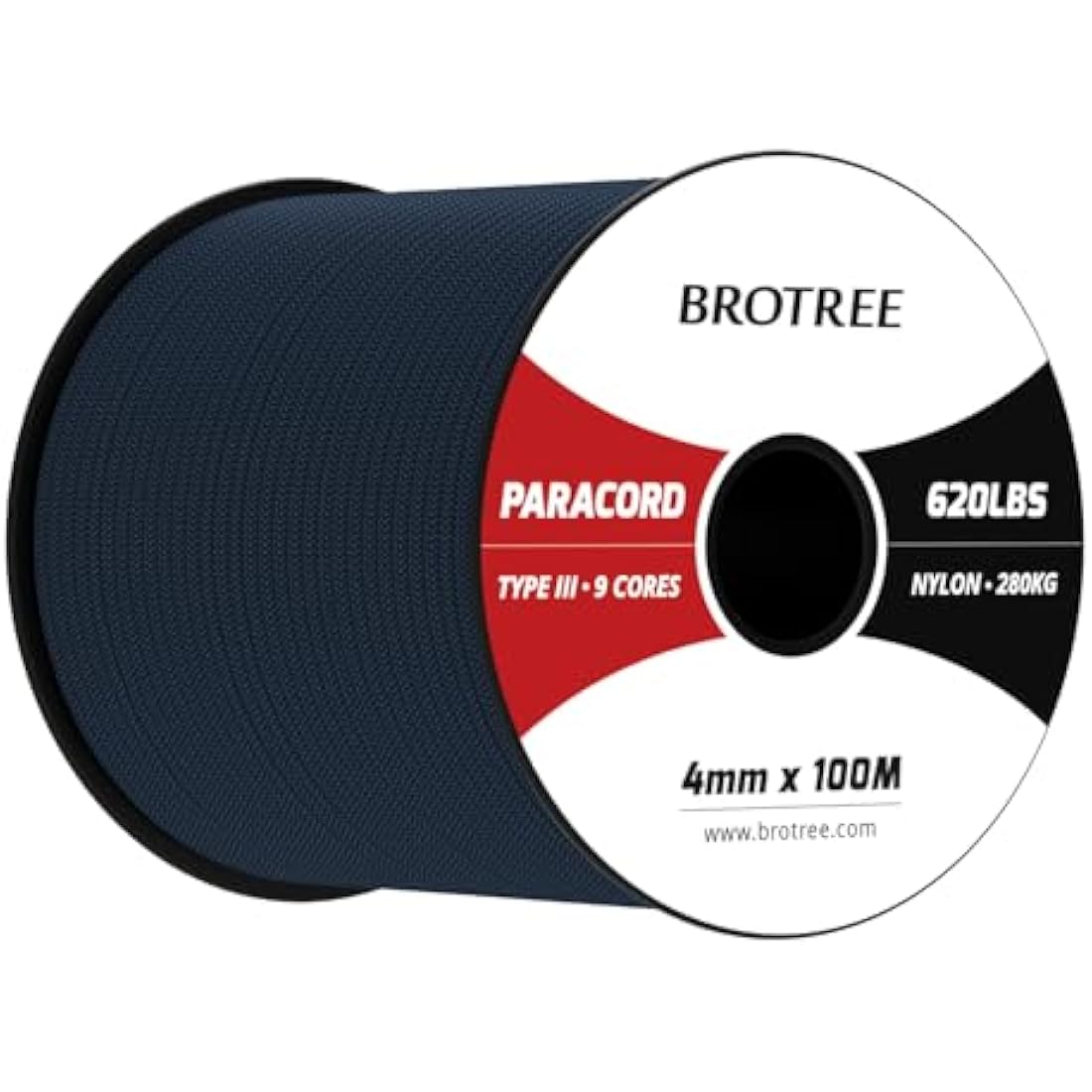 Brotree 4mm 9 Strand Nylon Paracord – 100M Type 3 Parachute Cord, Navy Blue