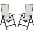 Jolof Store Aluminum Folding Garden Chairs - 6-Position High Back, Set of 2