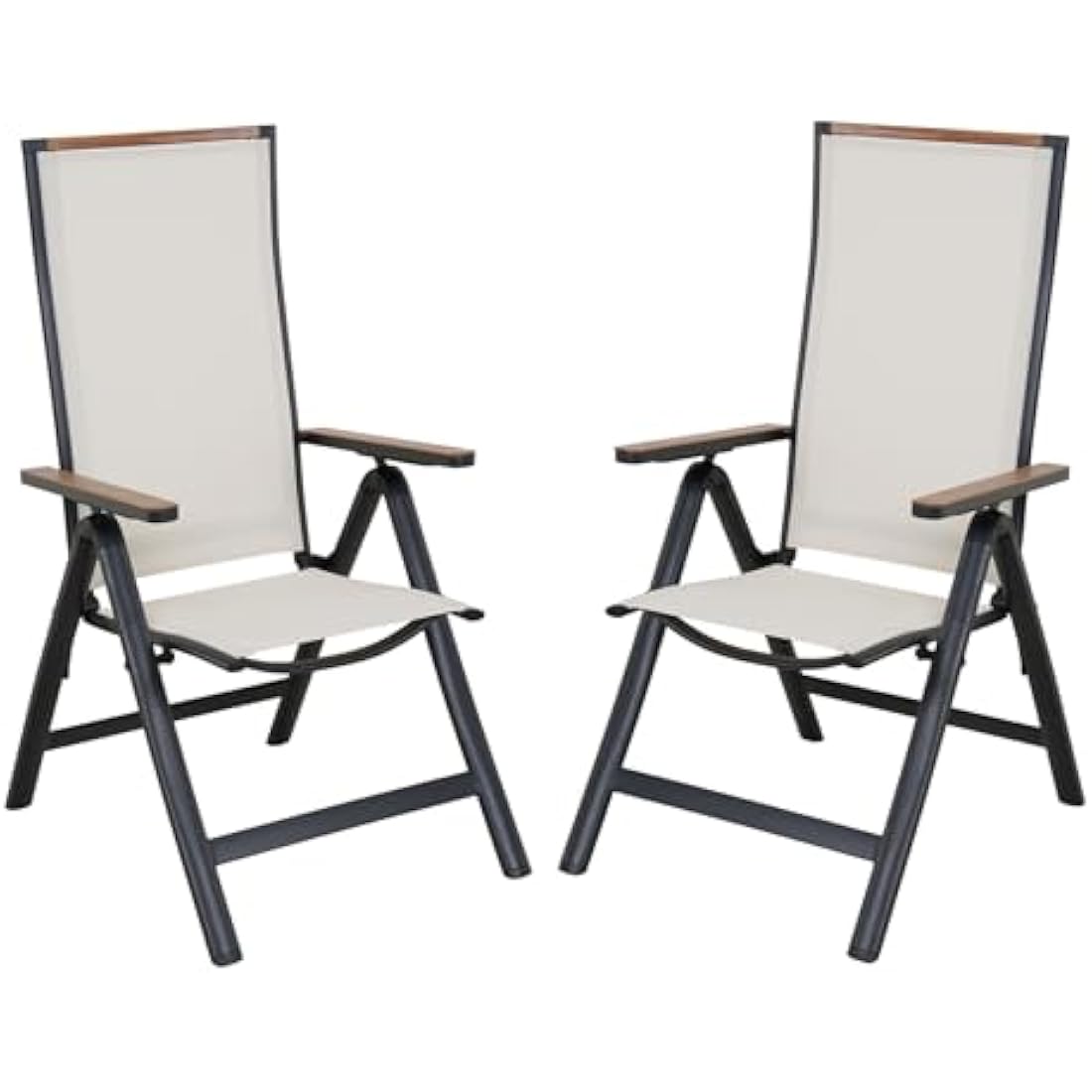 Jolof Store Aluminum Folding Garden Chairs - 6-Position High Back, Set of 2