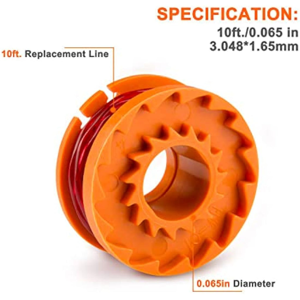 Worx WA0010 Compatible Trimmer Spool Line & Cap Set – 5 Piece Kit