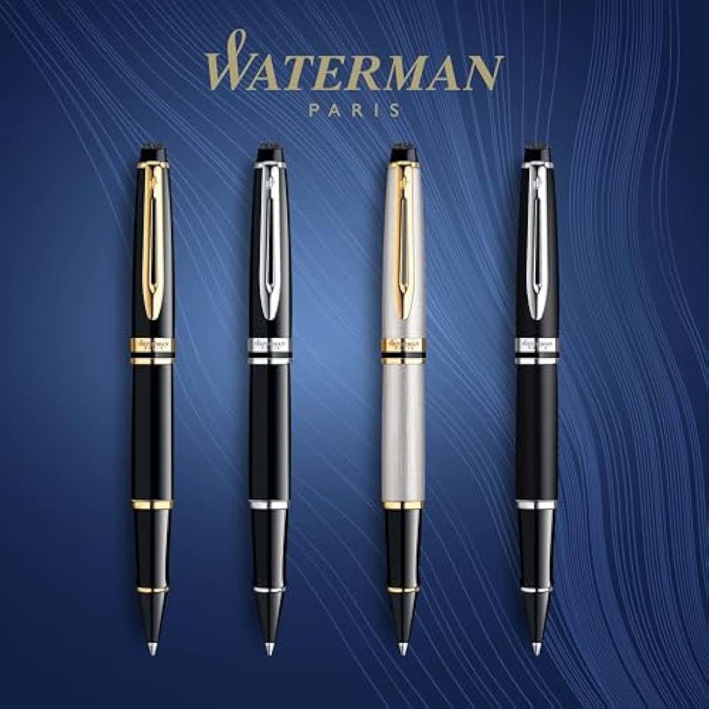 Waterman Expert Rollerball Pen – Matte Black with Chrome Trim, Fine Point