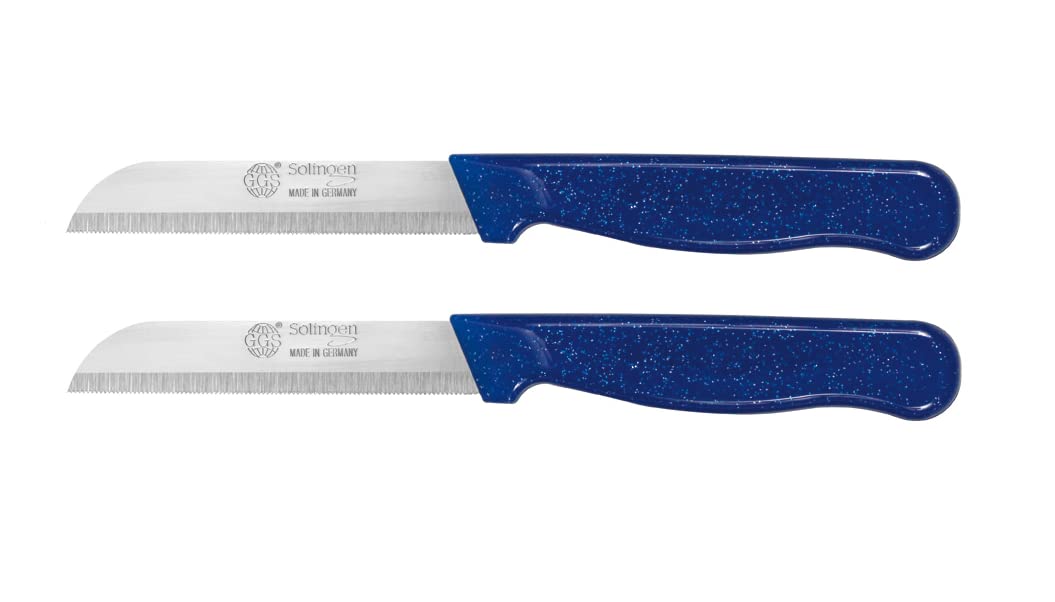 GGS Solingen German Stainless Steel Serrated Kitchen Knife Set - Blue