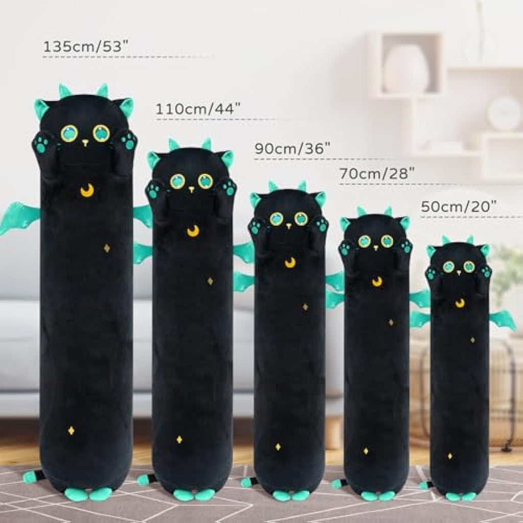 Mewaii 20in Black Cat Plush Body Pillow – Soft Kawaii Stuffed Animal