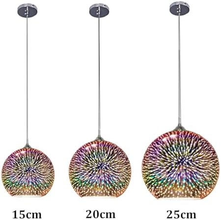 KRUIHAN 3D Firework Glass Pendant Light – Silver Globe Chandelier, 25CM