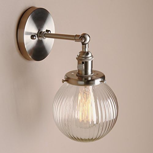 Industrial Vintage Wall Sconce | 15cm Ribbed Glass Globe