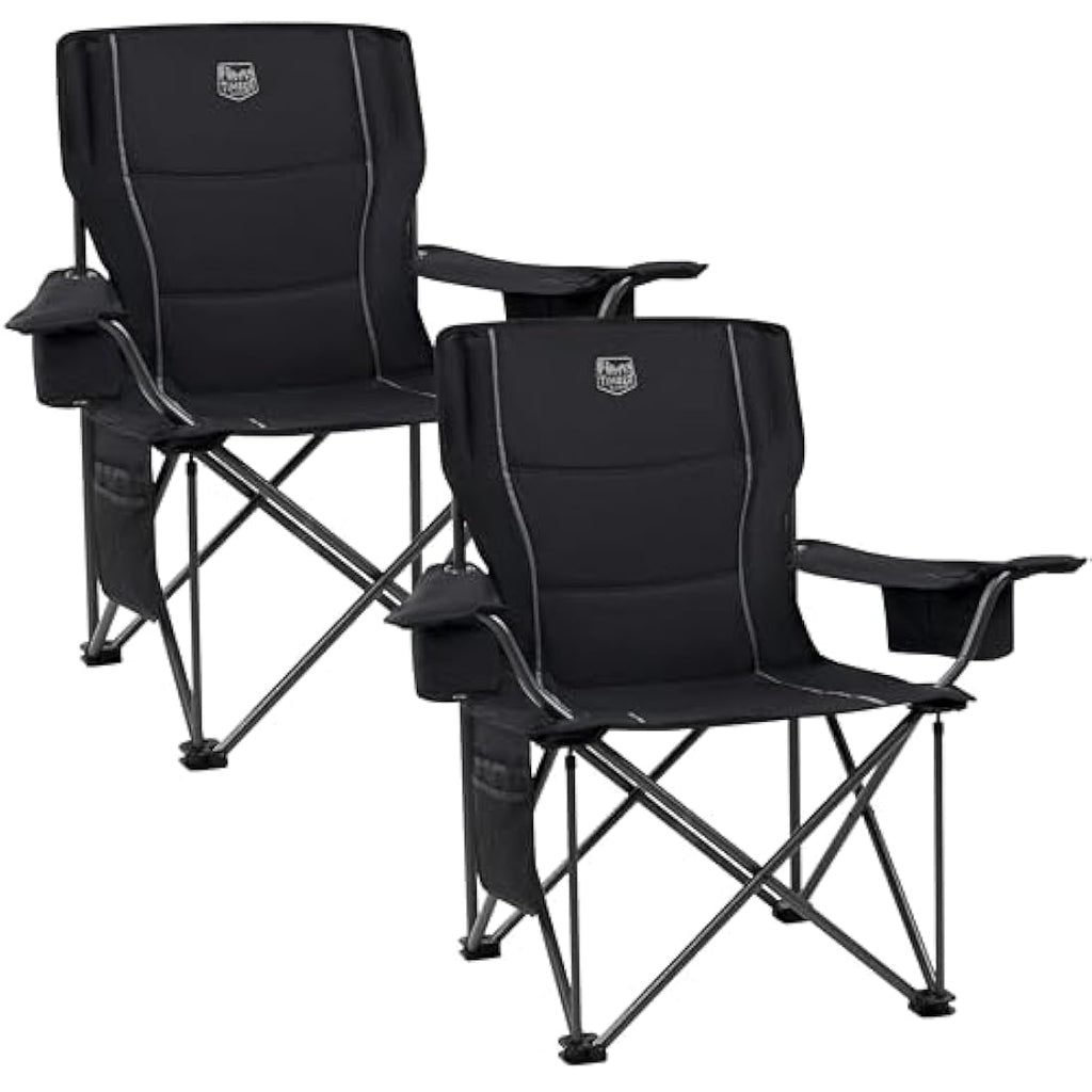 TIMBER RIDGE Heavy Duty Camping Chairs – 200kg Oversized Padded 2-Pack