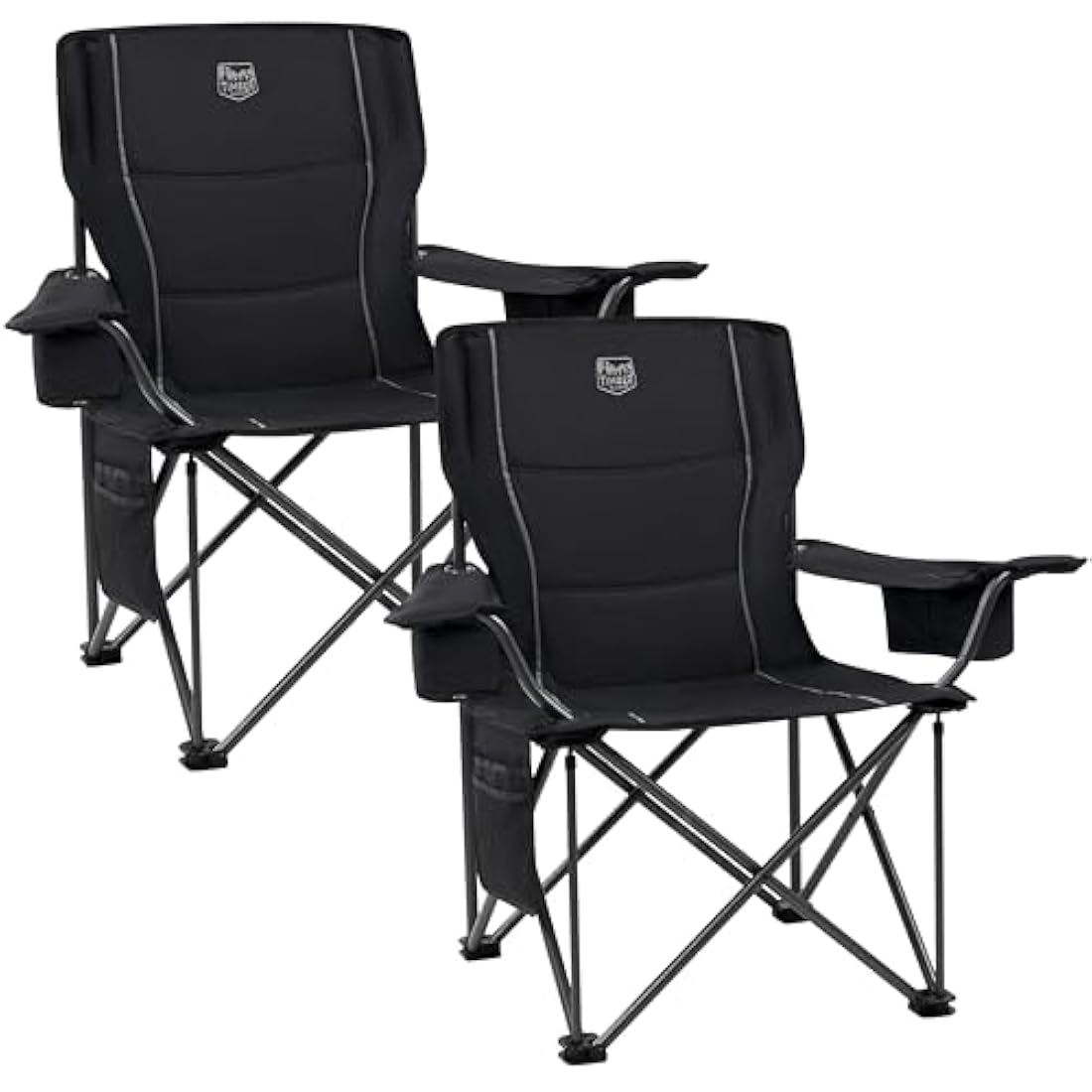 TIMBER RIDGE Heavy Duty Camping Chairs – 200kg Oversized Padded 2-Pack