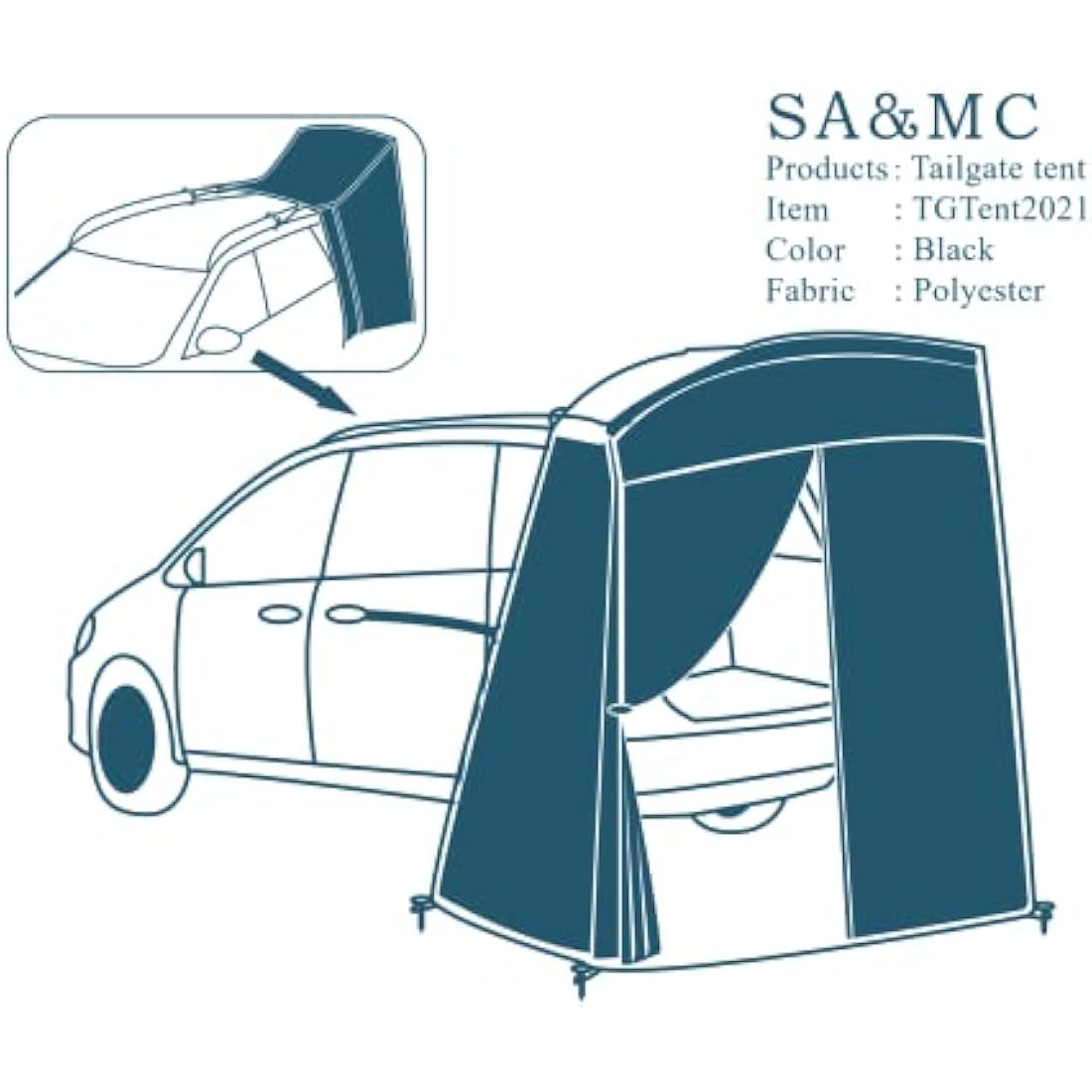 SA&MC SUV Tailgate Tent | Portable Privacy Changing Room & Shelter