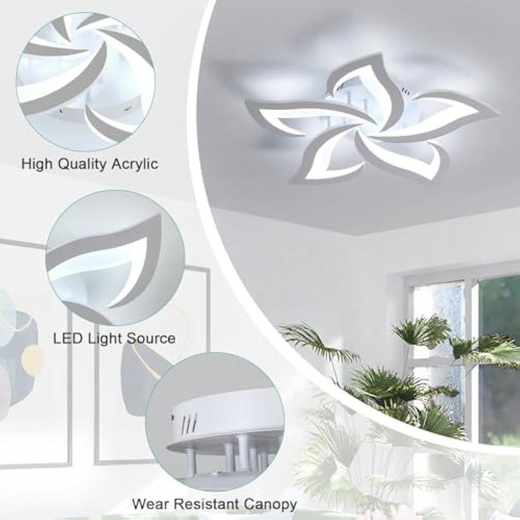 Dorlink 60W LED Flower Ceiling Light – Modern 5-Light Acrylic Fixture