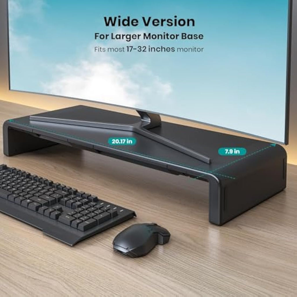 Klearlook Foldable Monitor Stand – Adjustable Riser with Drawer | Black