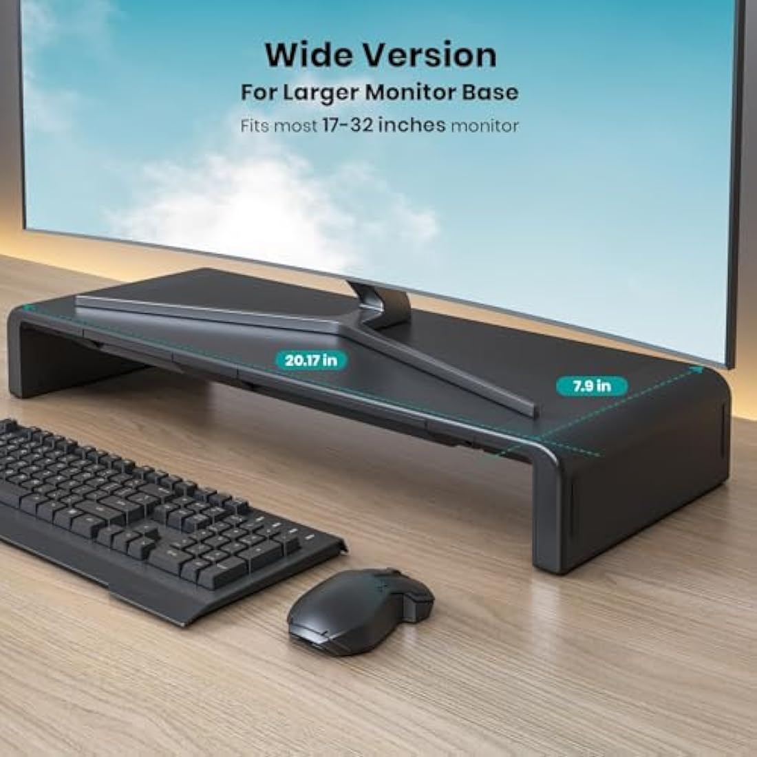 Klearlook Foldable Monitor Stand – Adjustable Riser with Drawer | Black