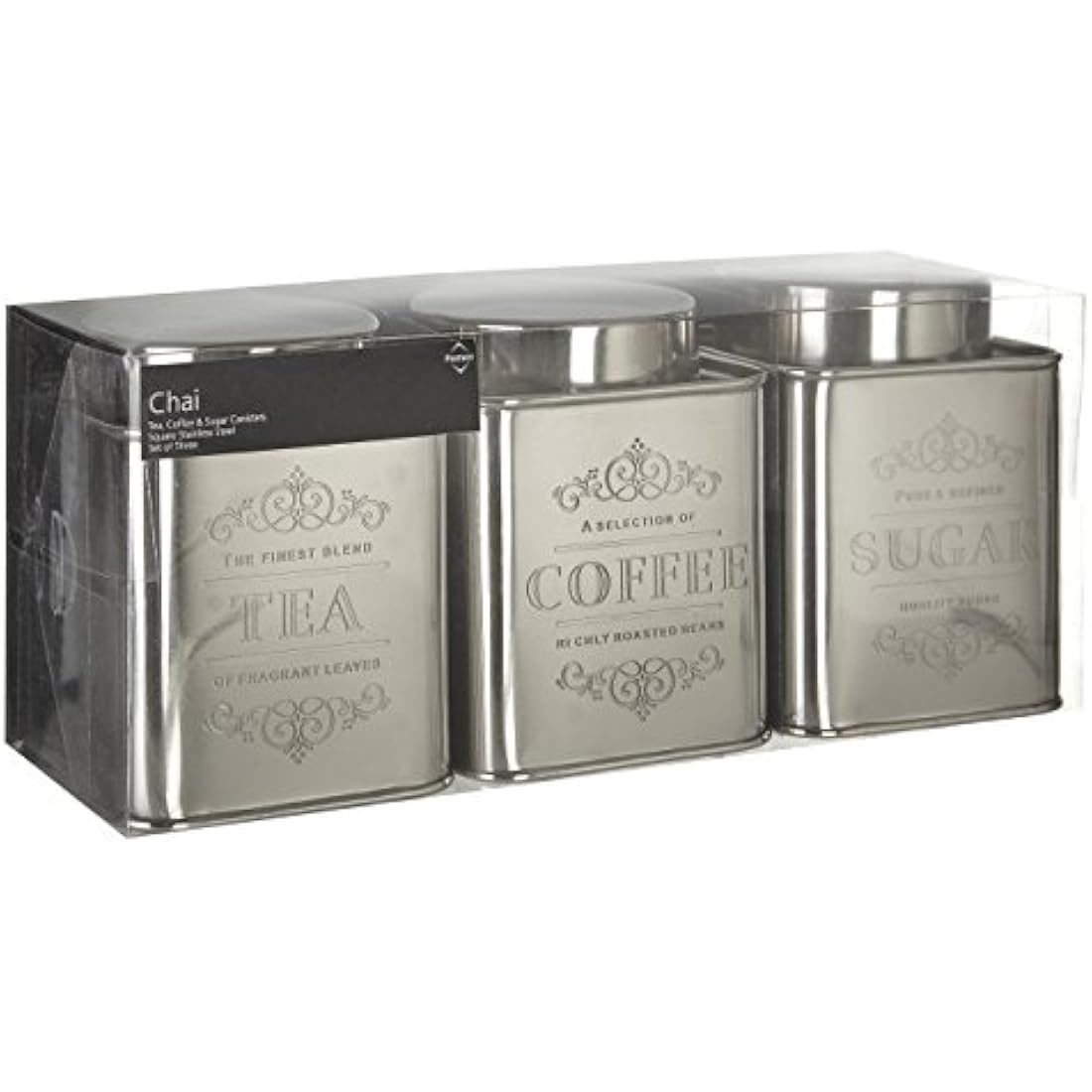 Jolof Store Stainless Steel Coffee Tea Sugar Canister Set – Grey