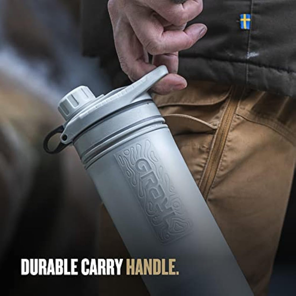 Grayl GeoPress Water Purifier Bottle - 24oz Portable Filter - Peak White