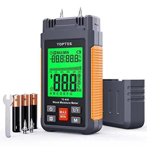 TopTes TS-630 Wood Moisture Meter | 3-Color Backlit LCD for Drywall