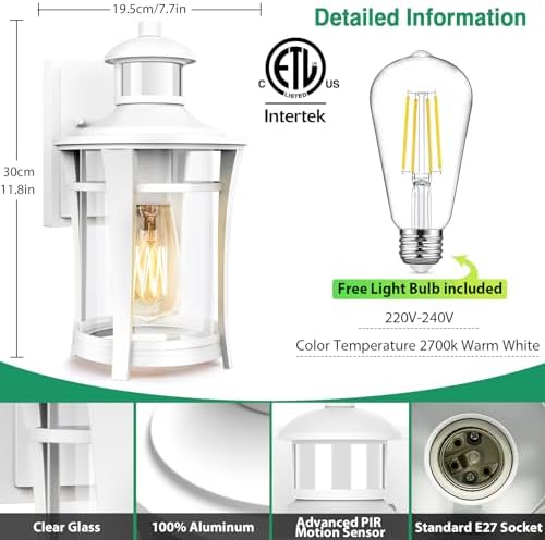 Lamomo Motion Sensor Outdoor Wall Light – Dusk to Dawn Security Sconce
