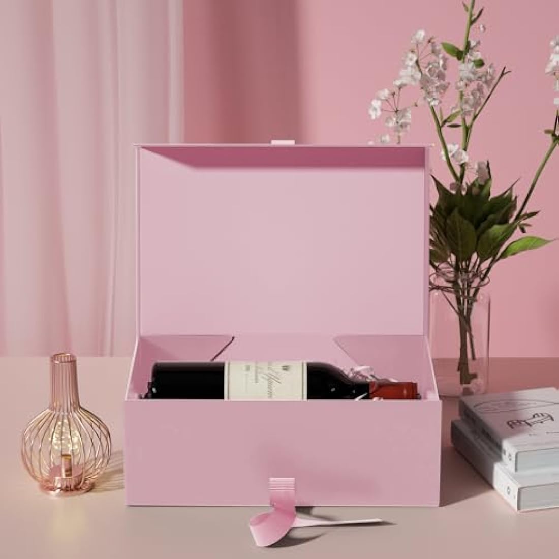 GIFTSAY Large Magnetic Gift Box - Pink Collapsible Paper Box with Lid
