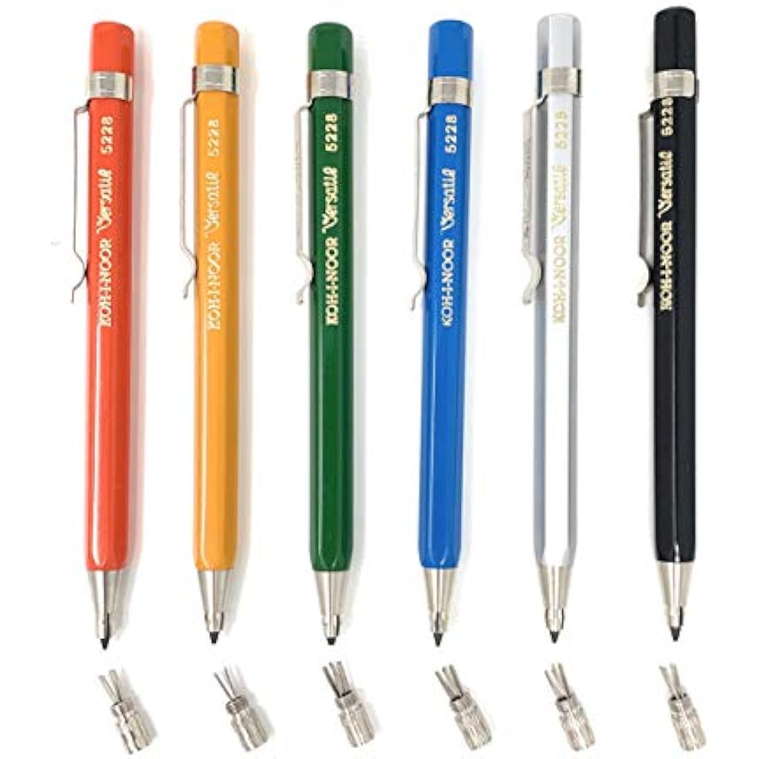 Koh-I-Noor 2mm Clutch Mechanical Pencil Set - 6 Short Drafting Pencils