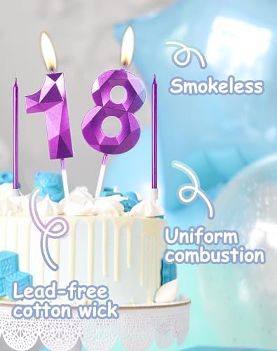 Purple Number 10 Birthday Candles Set for Cakes – 8 Pieces