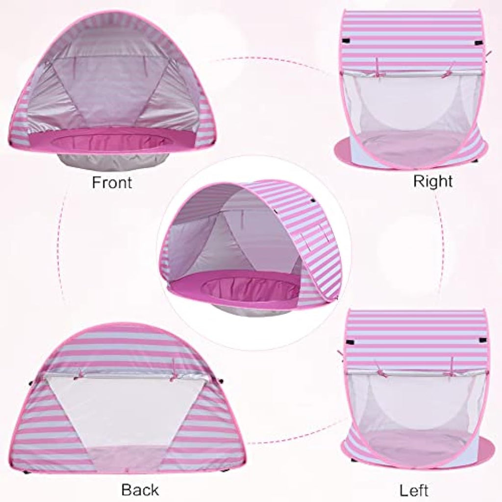 Baby Beach Tent – Pop Up Sun Shelter with Mini Pool, Pink