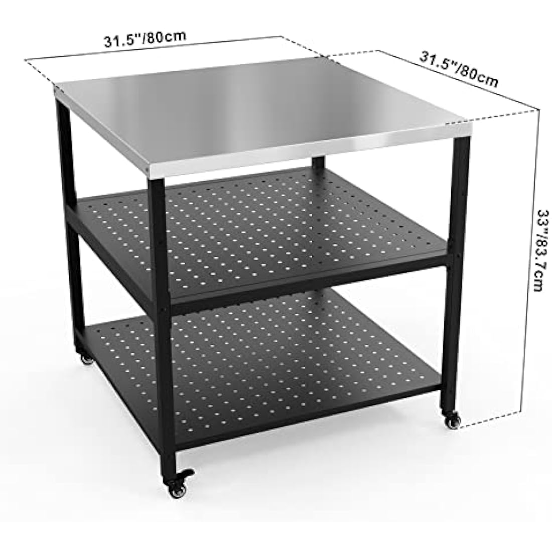 Heavy Duty Pizza Oven Stand | Stainless Steel Table with Wheels