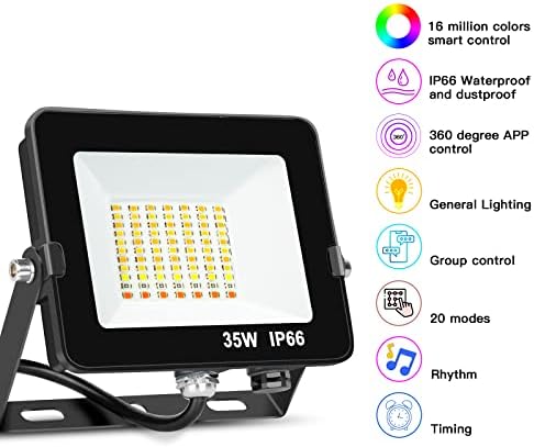 AUSYDE 35W Smart RGB LED Floodlight | IP66 Waterproof Bluetooth App Control