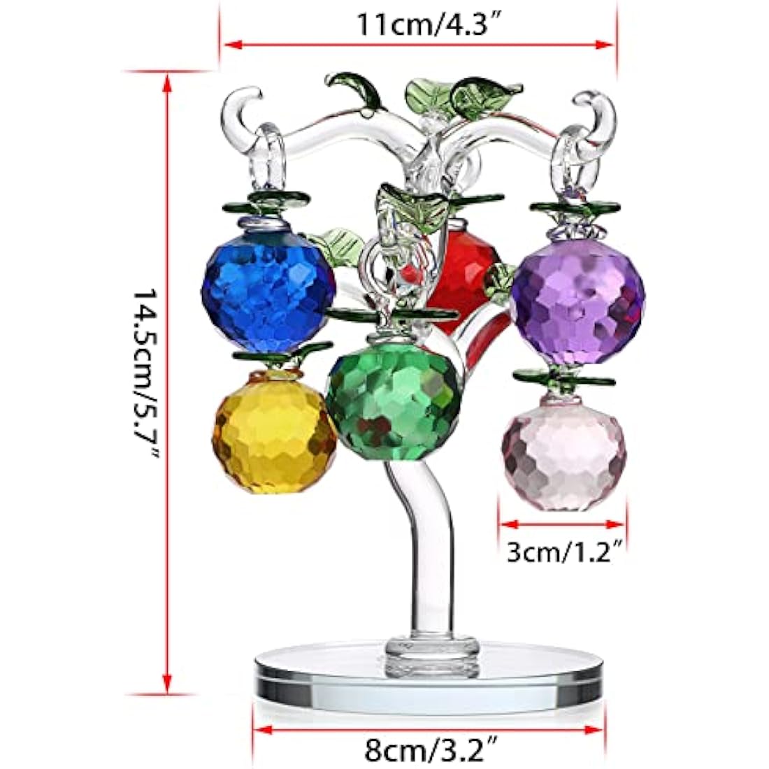 Crystal Glass Apple Tree – Feng Shui Table Decor with 6 Apples