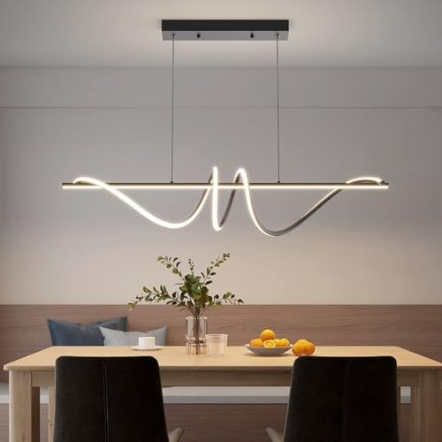 Mikeru Modern Spiral LED Pendant Light | Dimmable Black Kitchen Chandelier