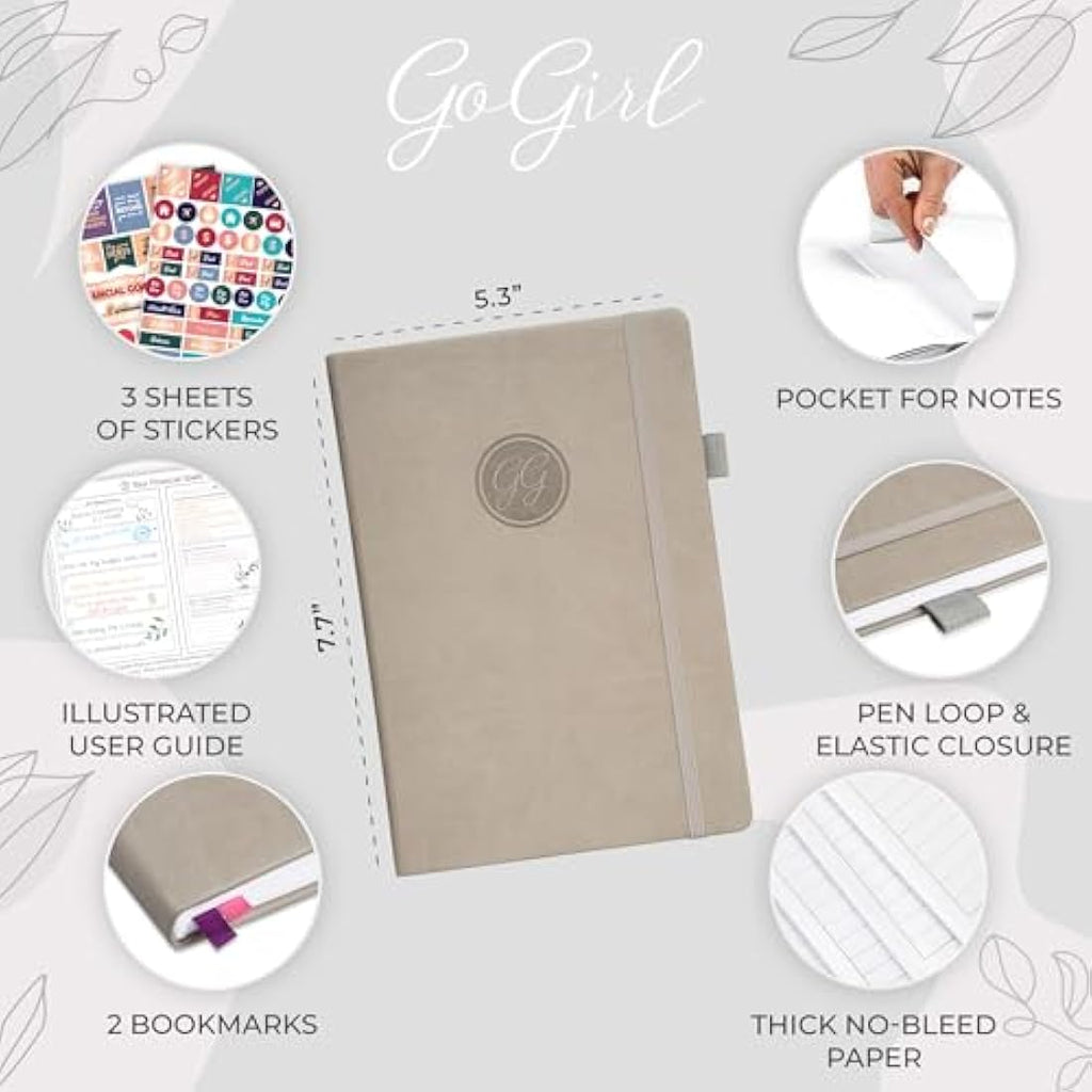 GoGirl Budget Planner – Undated Monthly Expense Tracker & Journal, Grey