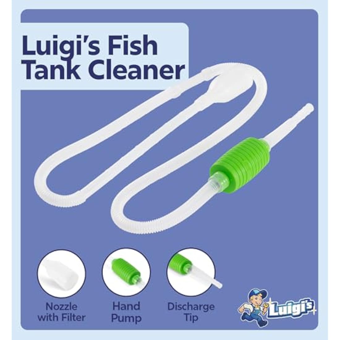 Luigi's 3-in-1 Aquarium Gravel Cleaner – Fish Tank Siphon & Water Changer