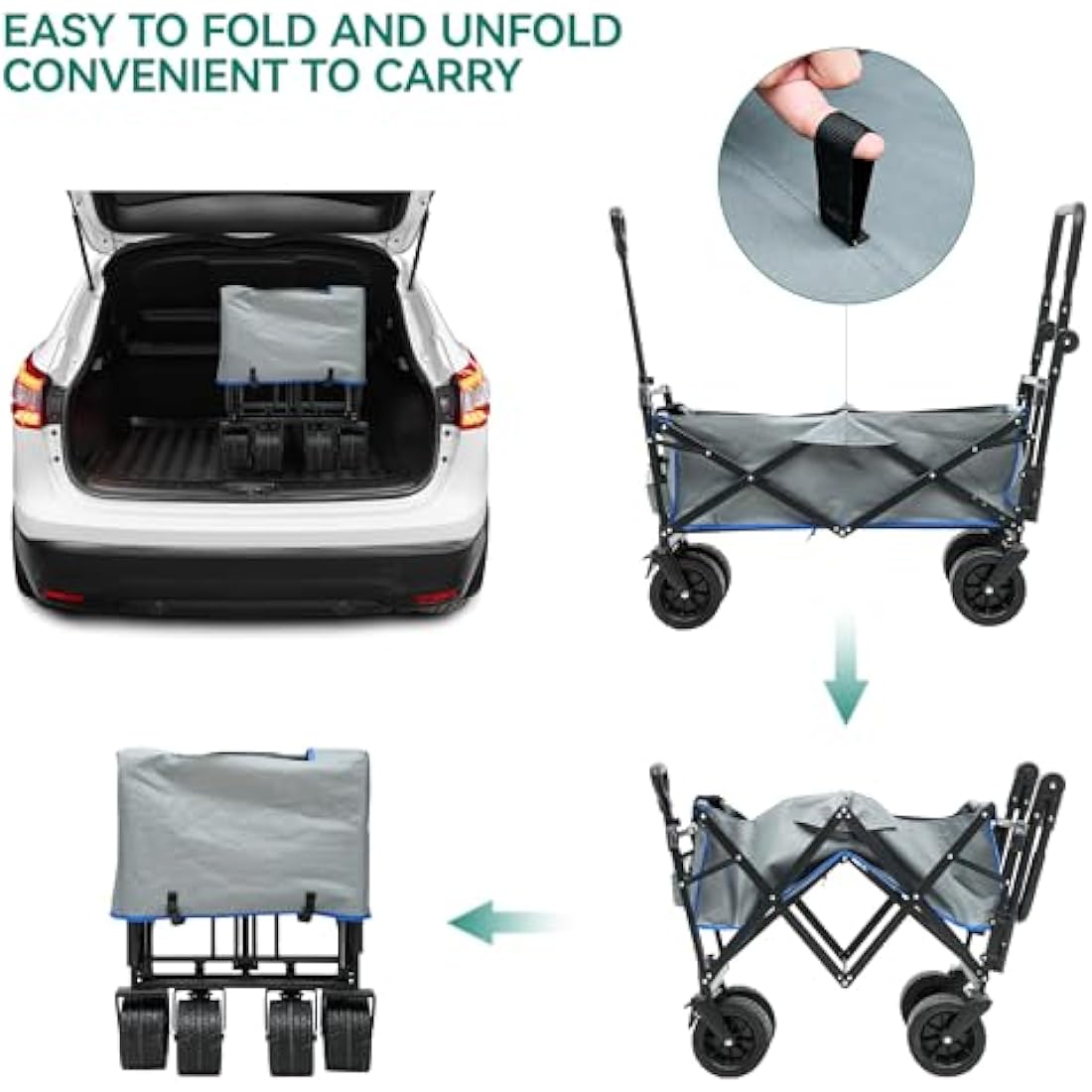 YITAHOME Foldable Beach Wagon – Heavy Duty Garden Trolley with Canopy