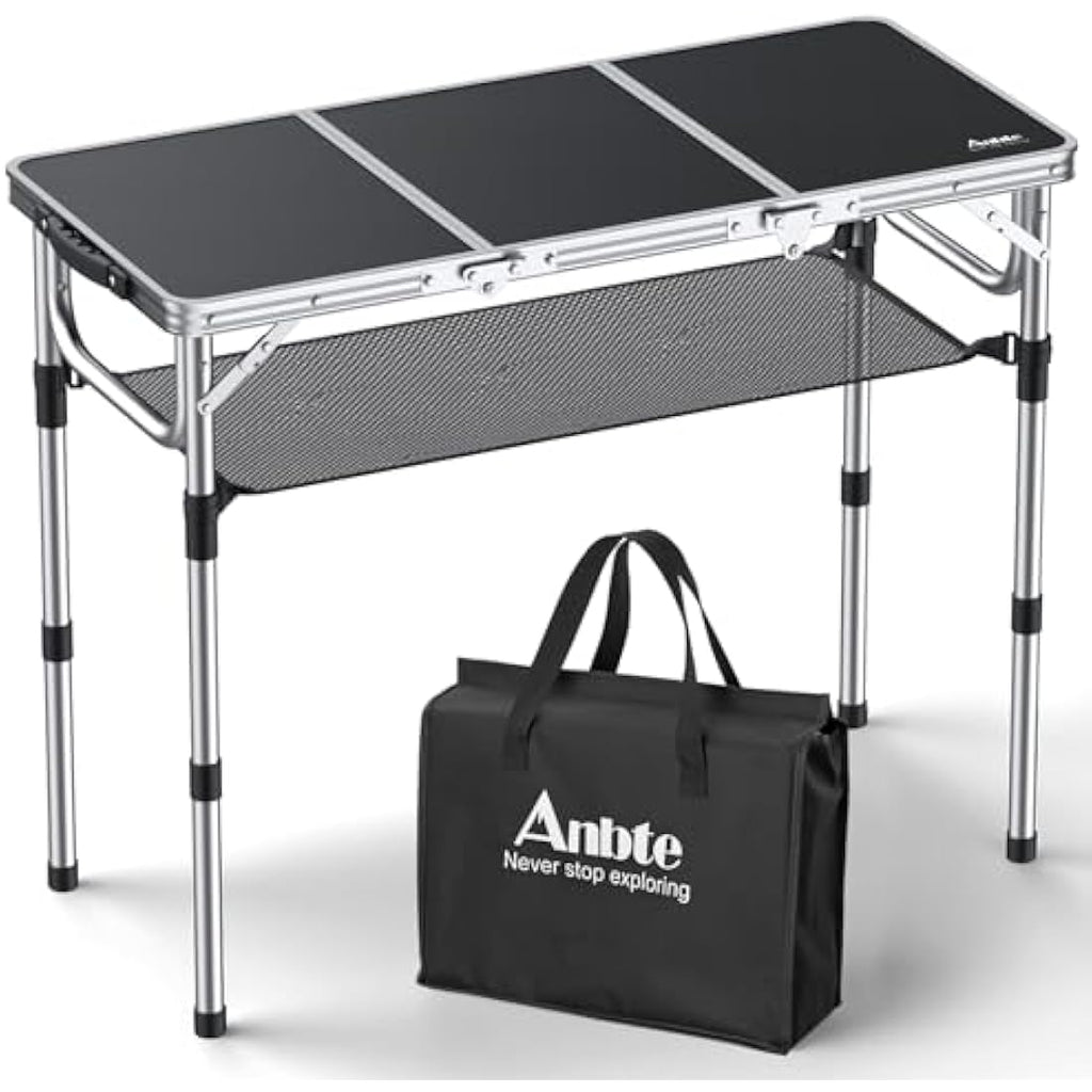Anbte Folding Camping Table | Adjustable Aluminum Portable Picnic Table