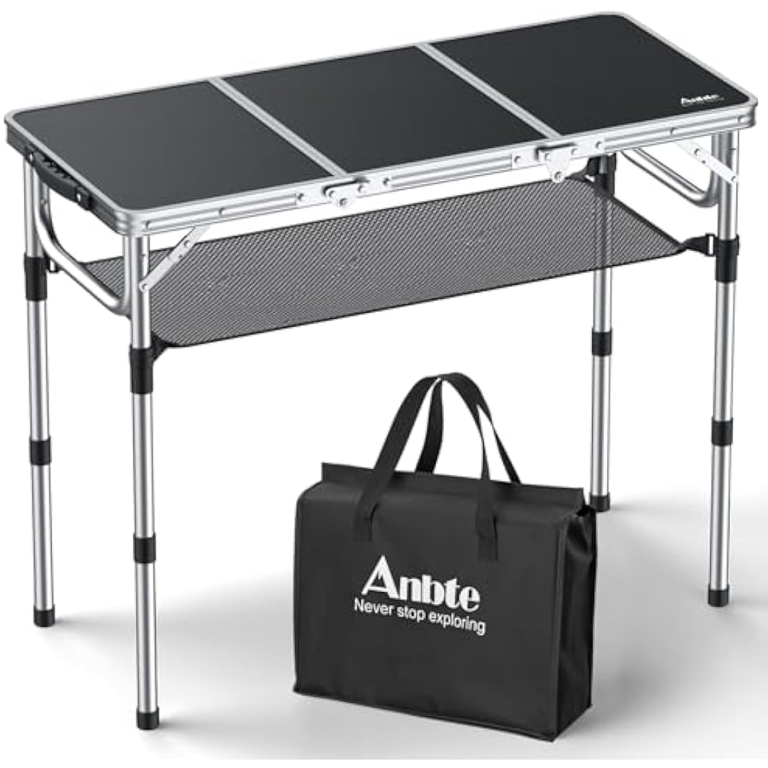 Anbte Folding Camping Table | Adjustable Aluminum Portable Picnic Table