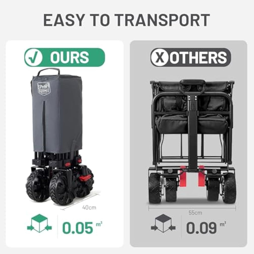 TIMBER RIDGE Heavy Duty Folding Camping Trolley | 200L Beach Wagon