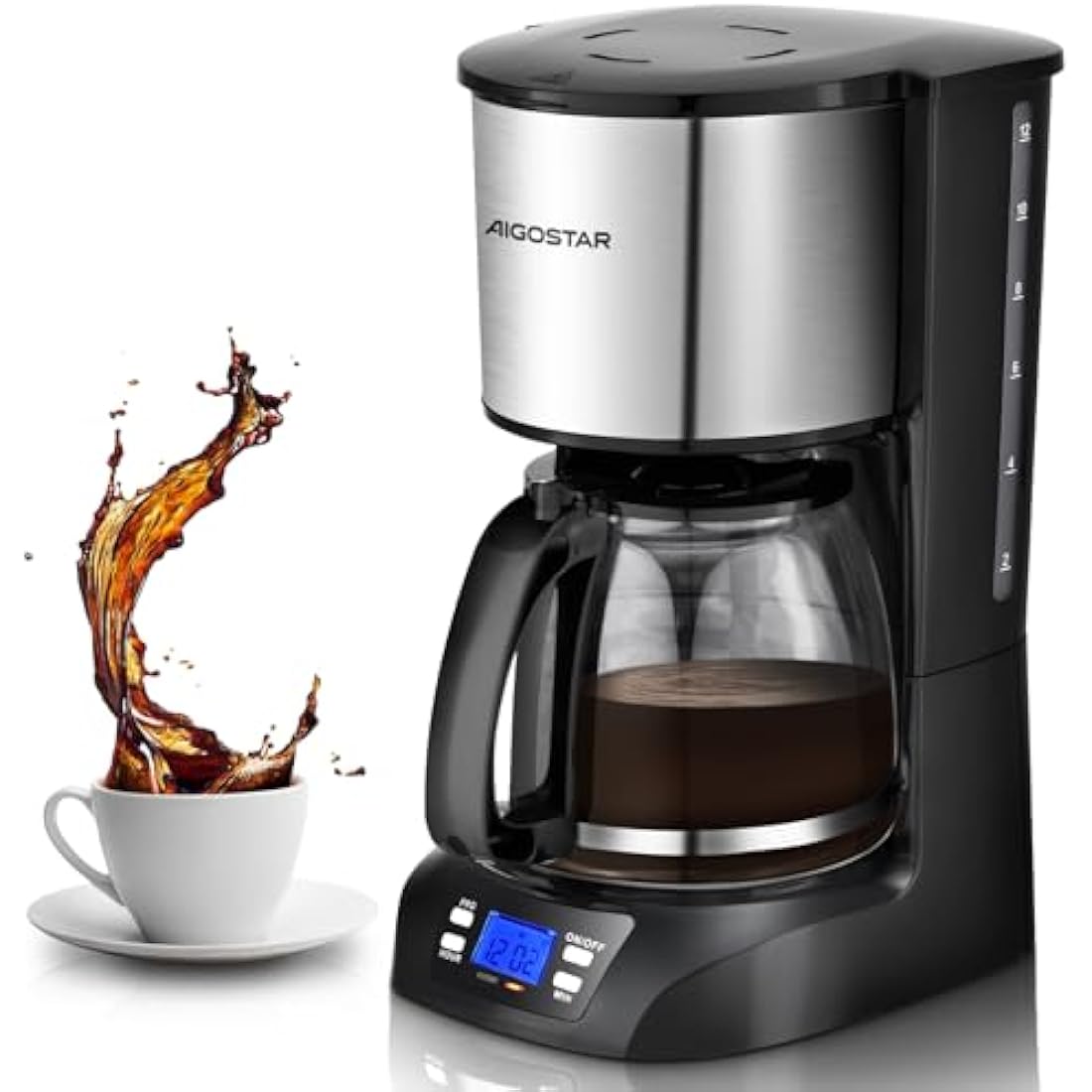 Aigostar Benno Programmable Drip Coffee Machine | 1.5L 12-Cup Maker