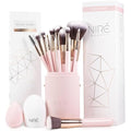 Niré Beauty 15-Piece Pink Makeup Brush Set with Case and Cleaner