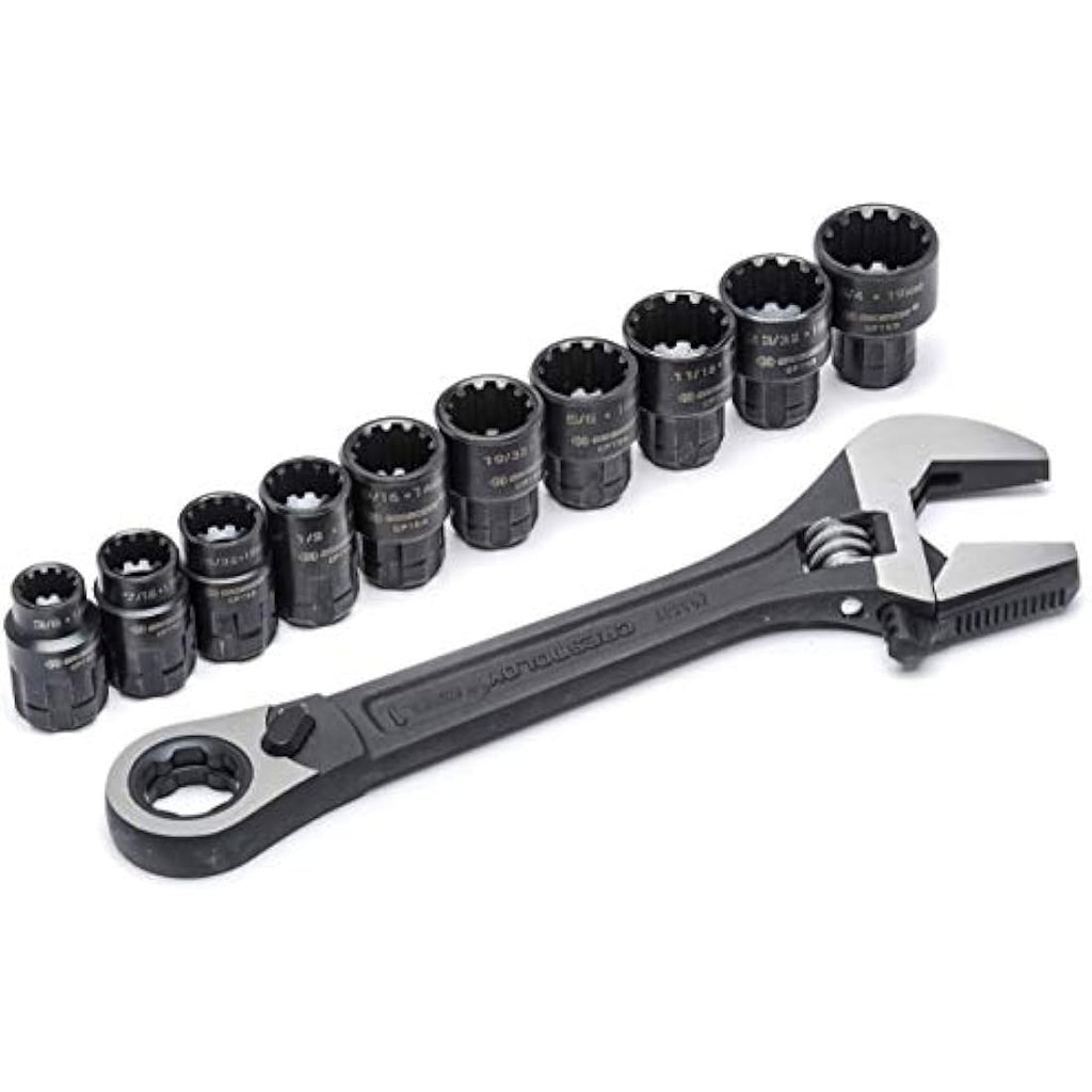 Crescent 11-Piece 3-in-1 Pass-Thru Adjustable Wrench and Ratchet Set