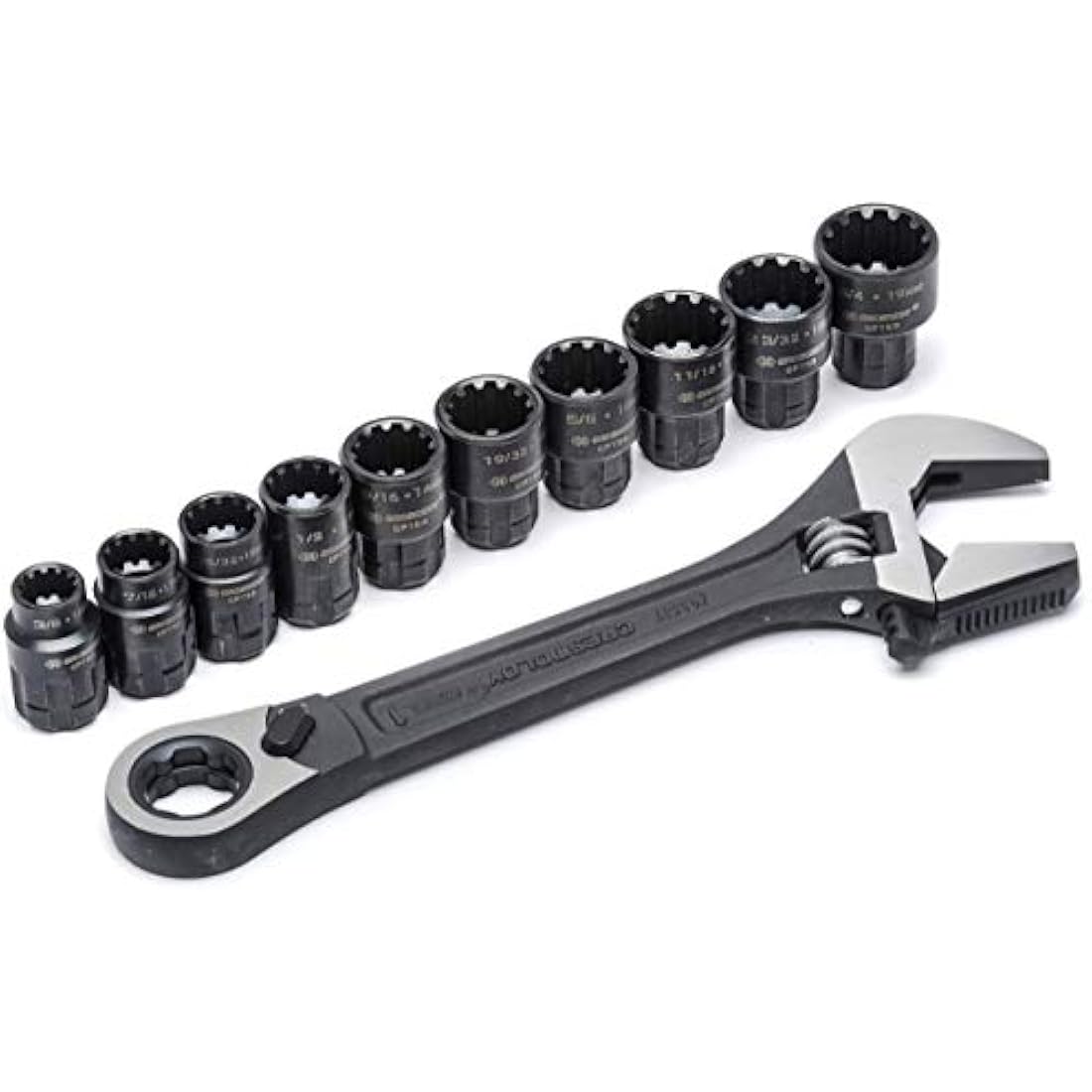 Crescent 11-Piece 3-in-1 Pass-Thru Adjustable Wrench and Ratchet Set