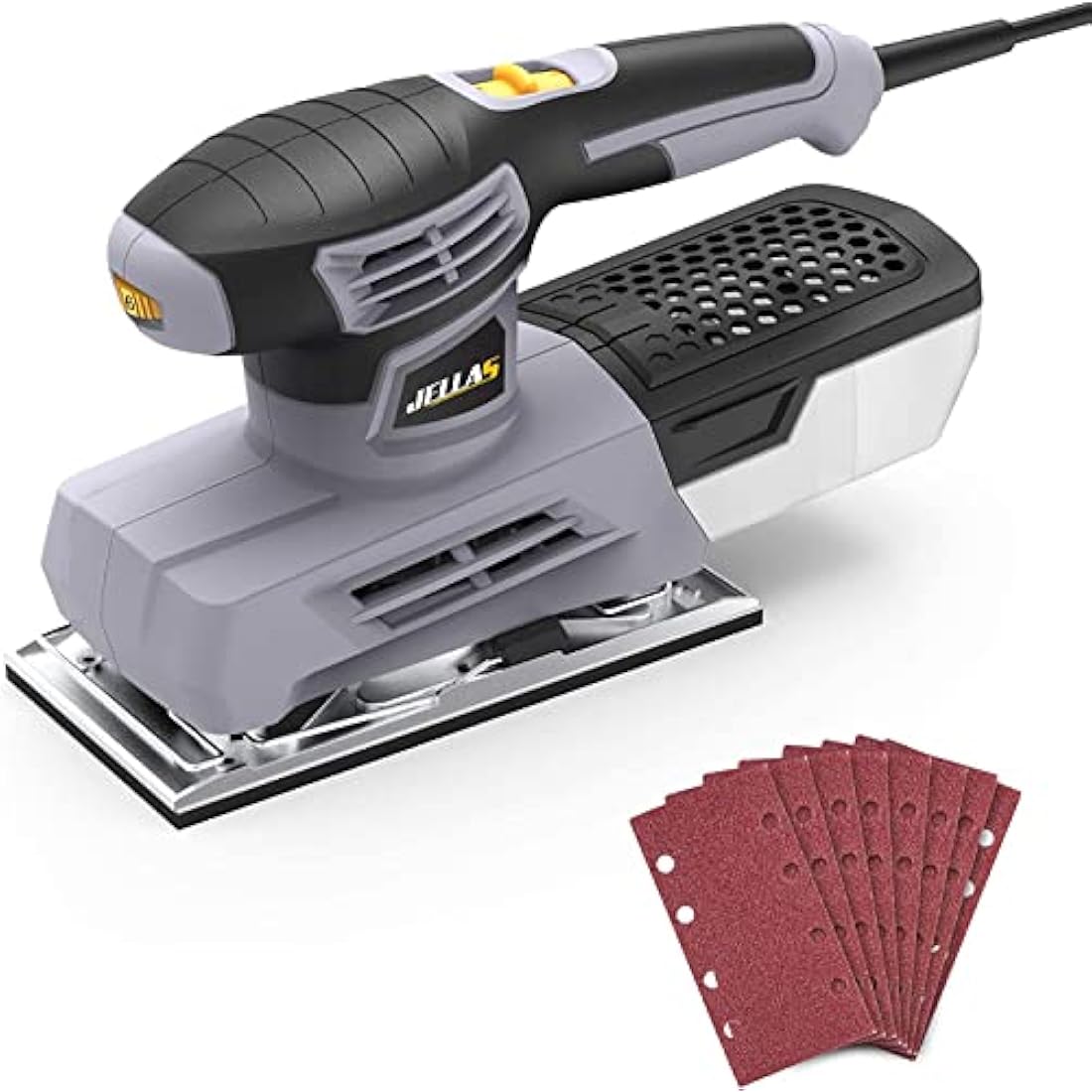 Jellas 220W 1/3 Sheet Sander - 6 Variable Speed Electric Wood Sander