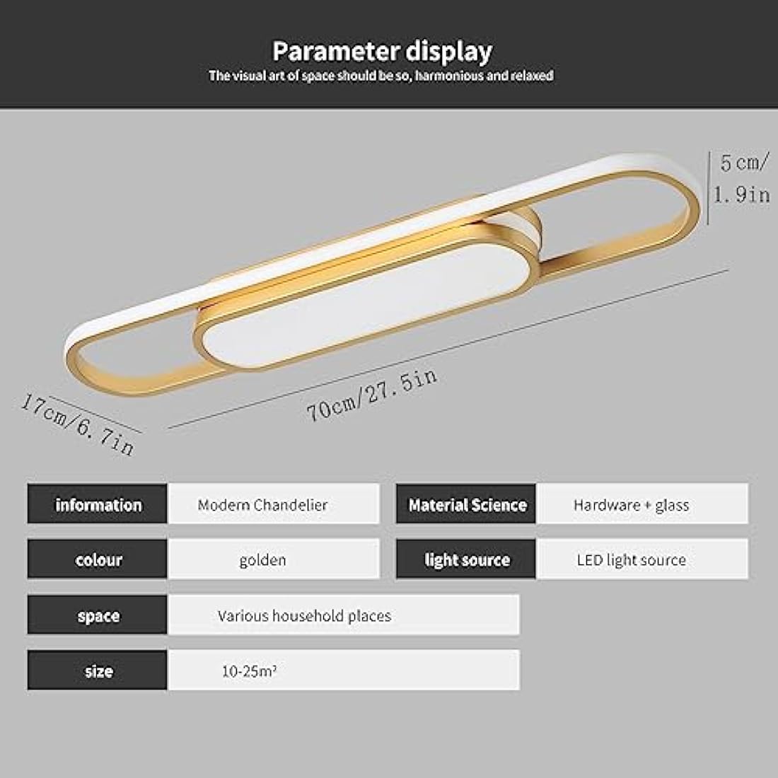 Oninio 40W Modern LED Ceiling Light | Dimmable Flush Mount Lamp - Gold