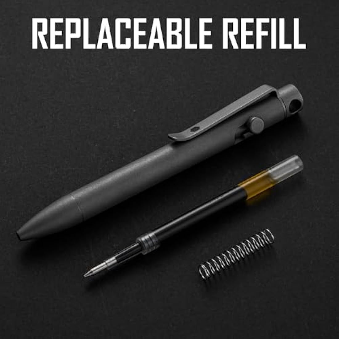 KeyUnity KP03 Titanium EDC Pocket Pen - Retractable Ballpoint (Stonewashed)