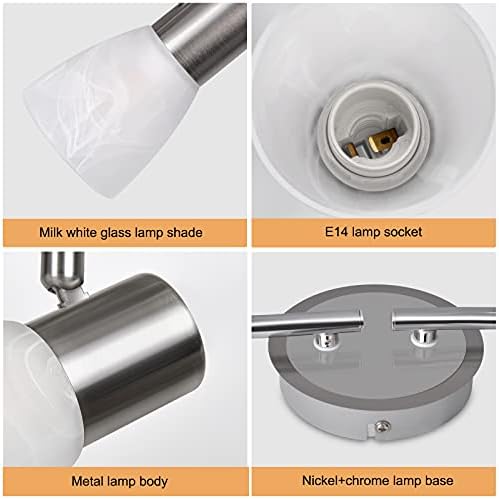 Unikcst 6-Way LED Ceiling Spotlight Bar | Brushed Nickel & Glass