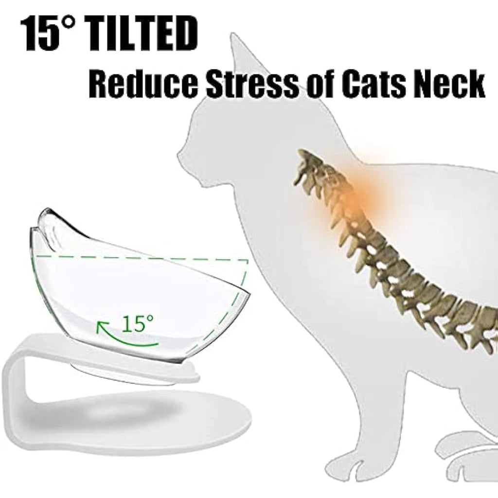Raised Cat Bowl – 15° Tilted Anti-Vomiting Double Feeder