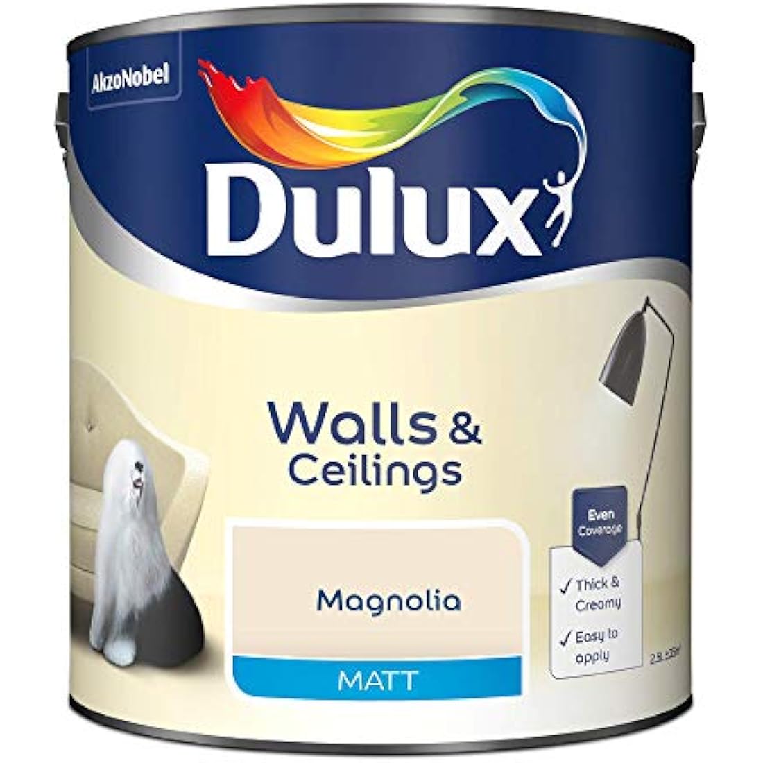 Dulux Matt Emulsion Wall & Ceiling Paint - Magnolia - 2.5 Litres