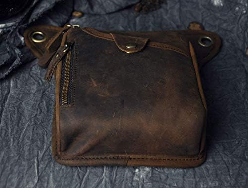 Men's Genuine Leather Motorcycle Drop Leg Bag & Waist Pack