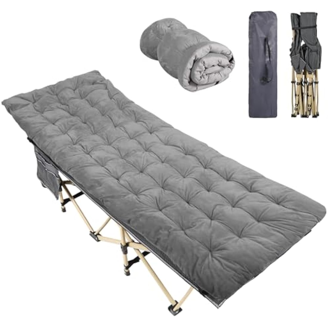 REDCAMP Heavy Duty Folding Camping Cot with Thick Mattress, 500lbs Capacity